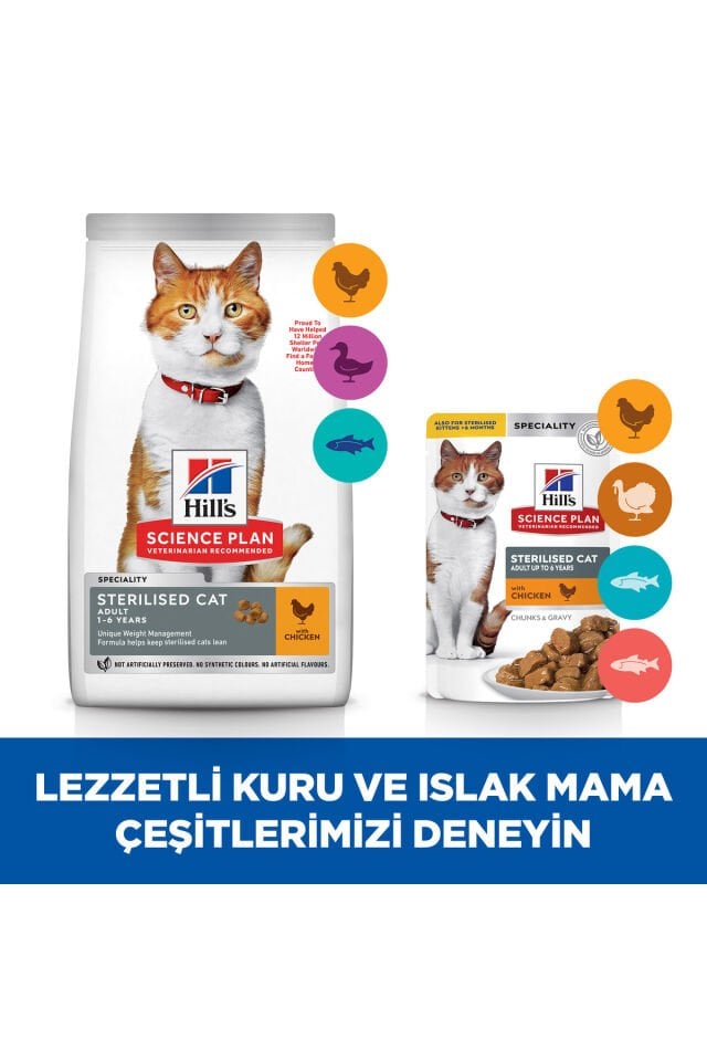 Hill’s Sterilised Tavuklu Kısırlaştırılmış Kedi Maması 10 Kg