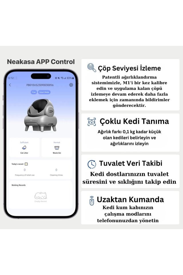 Neakasa Üstü Açık Akıllı Full Otomatik Kedi Tuvaleti, App Kontrol, Uv Temizleme