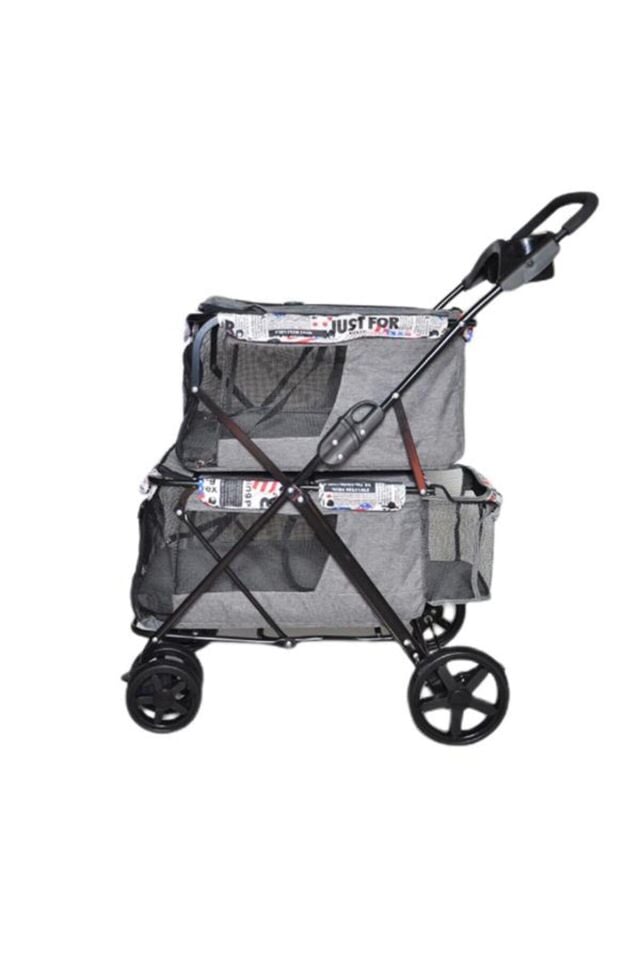 Zampa Twins Kedi ve Köpek Arabası Gri 51x85x100 Cm