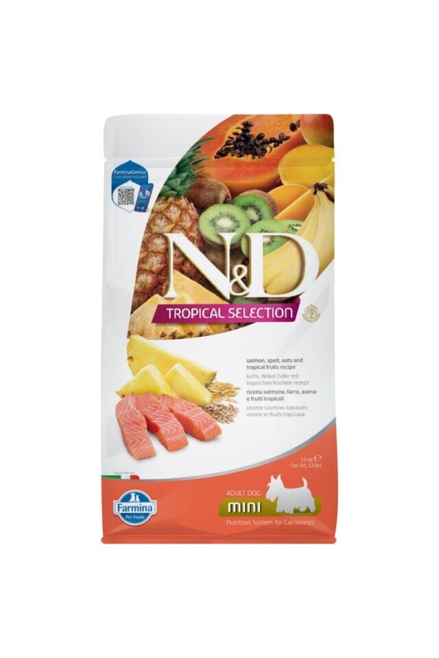 ND Tropical Selection Somonlu ve Tropikal Meyveli Mini Irk Yetişkin Köpek Maması 1,5kg