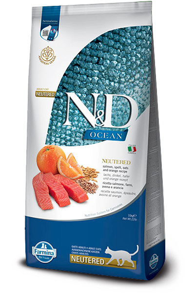 ND Ocean Düşük Tahıllı Somon ve Portakallı Kısırlaştırılmış Kedi Maması 10kg