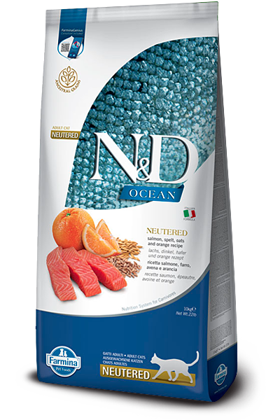 ND Ocean Düşük Tahıllı Somon ve Portakallı Kısırlaştırılmış Kedi Maması 10kg
